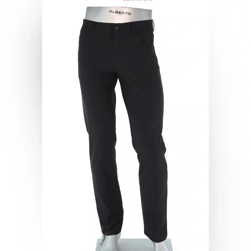 Alberto Modern Fit Ceramica luxury Dress Pants Men 38x34 Black Straight Leg hem